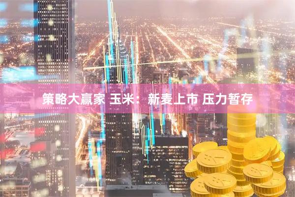 策略大赢家 玉米：新麦上市 压力暂存